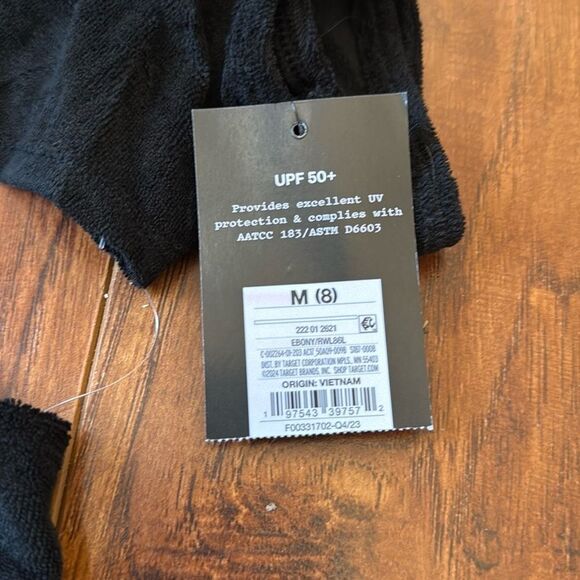 NWT Art Class Medium (8) Solid Black Terry Cover Up Dress Swim Cut Out - Picture 6 of 6